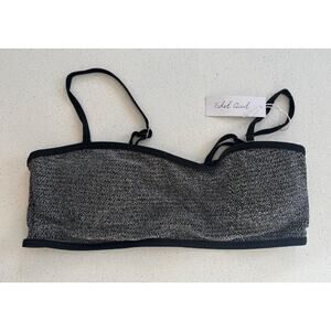 NWT Edelqual black and silver sparkly bandeau swim suit top size M